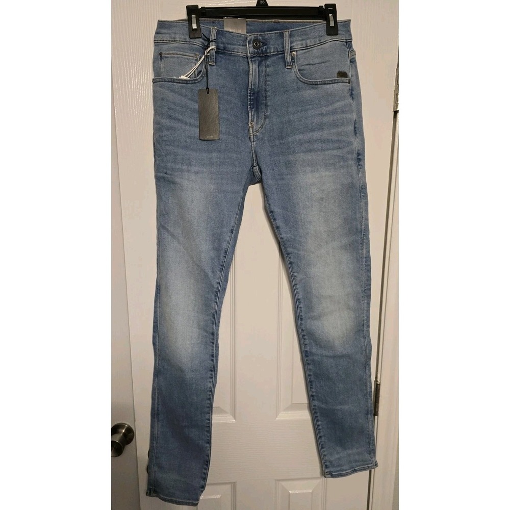 G-Star Raw Blue Jeans Mens 32x34 (30x32) Revend Skinny Pants Denim Leather Trim
